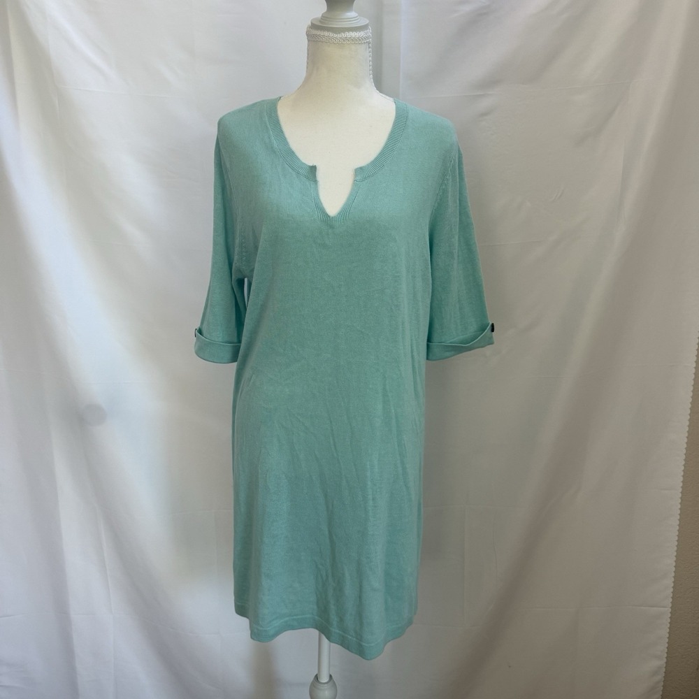 J. Jill linen blend‎ tunic dress beach vacation resort aqua blue women M Tall